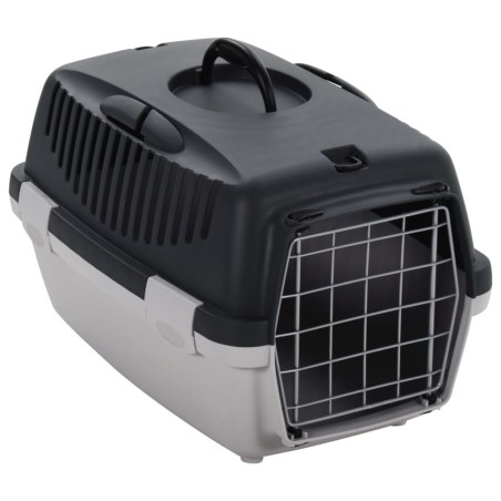 vidaXL Transportbox für Haustiere Grau und Schwarz 48x32x31 cm PP