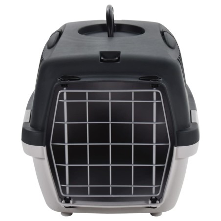 vidaXL Transportbox für Haustiere Grau und Schwarz 48x32x31 cm PP