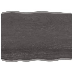 Tischplatte 80x60x6 cm Massivholz Eiche Behandelt Baumkante