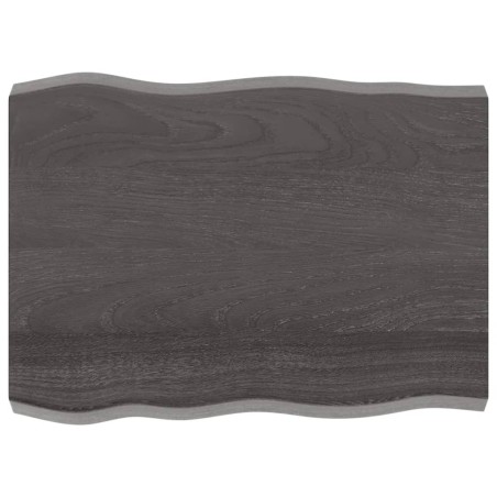 Tischplatte 80x60x6 cm Massivholz Eiche Behandelt Baumkante
