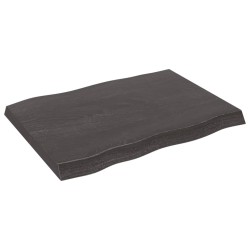Tischplatte 80x60x6 cm Massivholz Eiche Behandelt Baumkante