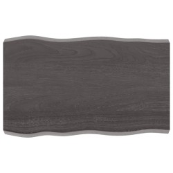 Tischplatte 80x50x6 cm Massivholz Eiche Behandelt Baumkante