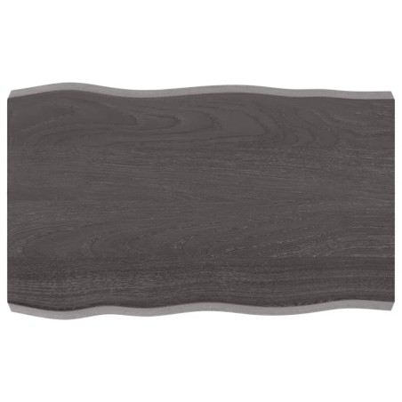 Tischplatte 80x50x6 cm Massivholz Eiche Behandelt Baumkante