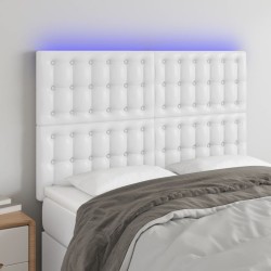 vidaXL LED Kopfteil Weiß 144x5x118/128 cm Kunstleder