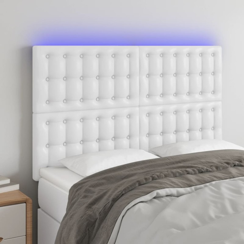 vidaXL LED Kopfteil Weiß 144x5x118/128 cm Kunstleder vidaXL LED Kopfteil Weiß 144x5x118/128 cm Kunstleder