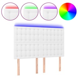 vidaXL LED Kopfteil Weiß 144x5x118/128 cm Kunstleder