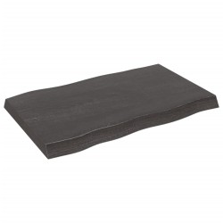 Tischplatte 80x50x6 cm Massivholz Eiche Behandelt Baumkante