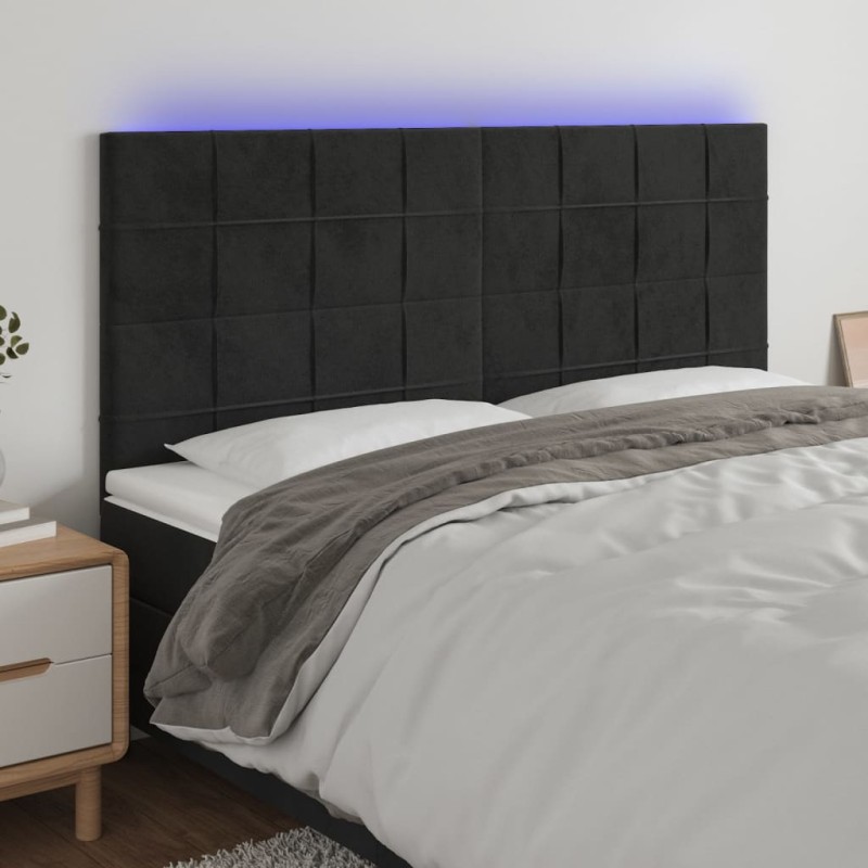 vidaXL LED Kopfteil Schwarz 200x5x118/128 cm Samt vidaXL LED Kopfteil Schwarz 200x5x118/128 cm Samt