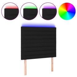 vidaXL LED Kopfteil Schwarz 90x5x118/128 cm Stoff