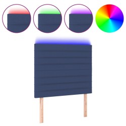 vidaXL LED Kopfteil Blau 100x5x118/128 cm Stoff