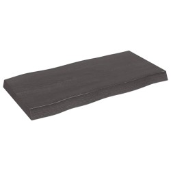Tischplatte 80x40x6 cm Massivholz Eiche Behandelt Baumkante