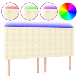 vidaXL LED Kopfteil Creme 160x5x118/128 cm Kunstleder