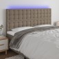 vidaXL LED Kopfteil Taupe 200x5x118/128 cm Stoff