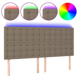 vidaXL LED Kopfteil Taupe 200x5x118/128 cm Stoff