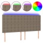 vidaXL LED Kopfteil Taupe 200x5x118/128 cm Stoff