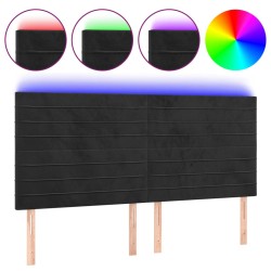 vidaXL LED Kopfteil Schwarz 200x5x118/128 cm Samt