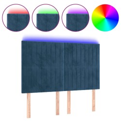 vidaXL LED Kopfteil Dunkelblau 144x5x118/128 cm Samt