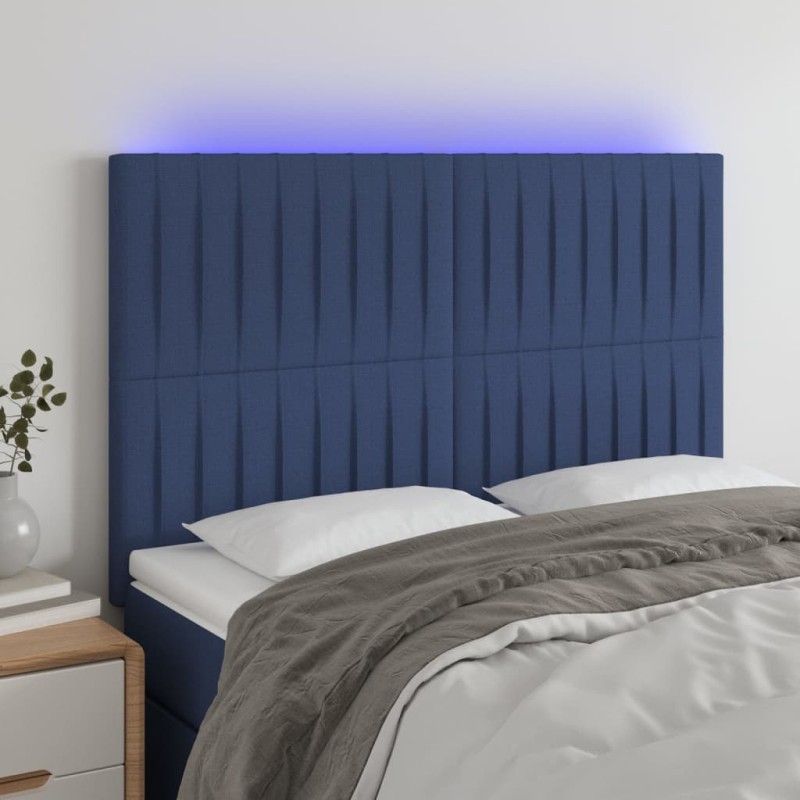 vidaXL LED Kopfteil Blau 144x5x118/128 cm Stoff vidaXL LED Kopfteil Blau 144x5x118/128 cm Stoff