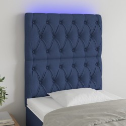 vidaXL LED Kopfteil Blau 80x7x118/128 cm Stoff