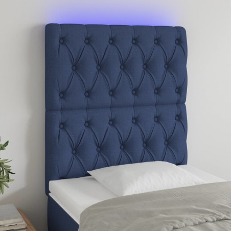 vidaXL LED Kopfteil Blau 80x7x118/128 cm Stoff