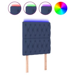 vidaXL LED Kopfteil Blau 80x7x118/128 cm Stoff