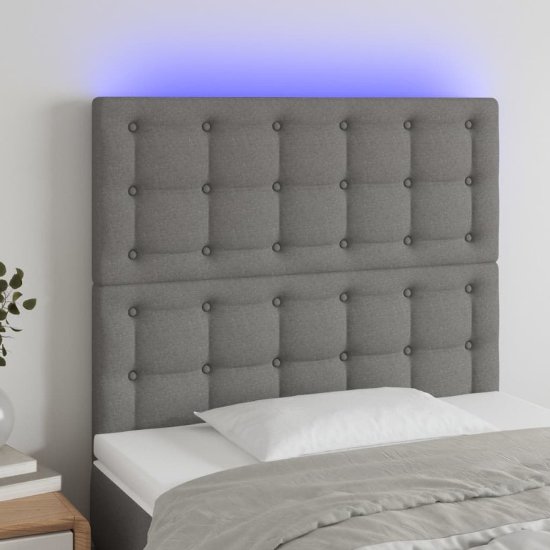 vidaXL LED Kopfteil Dunkelgrau 80x5x118/128 cm Stoff vidaXL LED Kopfteil Dunkelgrau 80x5x118/128 cm Stoff