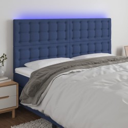 vidaXL LED Kopfteil Blau 200x5x118/128 cm Stoff