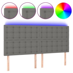 vidaXL LED Kopfteil Dunkelgrau 160x5x118/128 cm Stoff