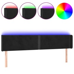 vidaXL LED Kopfteil Schwarz 183x16x78/88 cm Samt