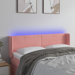 vidaXL LED Kopfteil Rosa 147x16x78/88 cm Samt