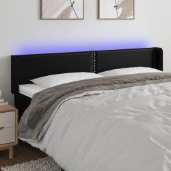 vidaXL LED Kopfteil Schwarz 183x16x78/88 cm Kunstleder