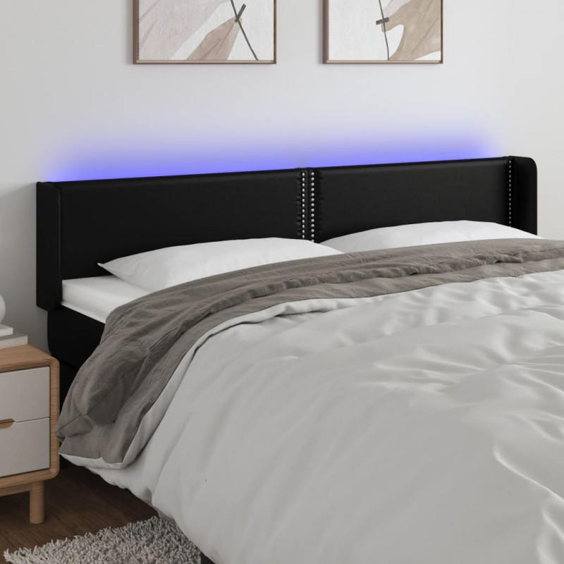 vidaXL LED Kopfteil Schwarz 183x16x78/88 cm Kunstleder vidaXL LED Kopfteil Schwarz 183x16x78/88 cm Kunstleder