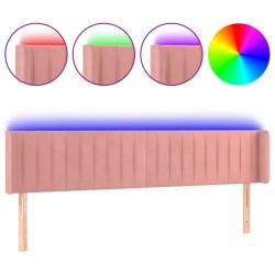 vidaXL LED Kopfteil Rosa 203x16x78/88 cm Samt