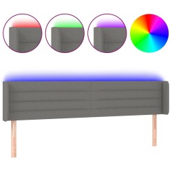 vidaXL LED Kopfteil Dunkelgrau 203x16x78/88 cm Stoff