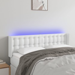 vidaXL LED Kopfteil Weiß 147x16x78/88 cm Kunstleder