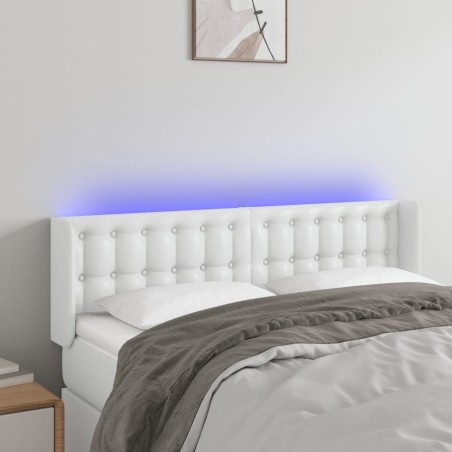 vidaXL LED Kopfteil Weiß 147x16x78/88 cm Kunstleder