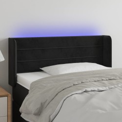 vidaXL LED Kopfteil Schwarz 93x16x78/88 cm Samt