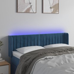 vidaXL LED Kopfteil Dunkelblau 147x16x78/88 cm Samt