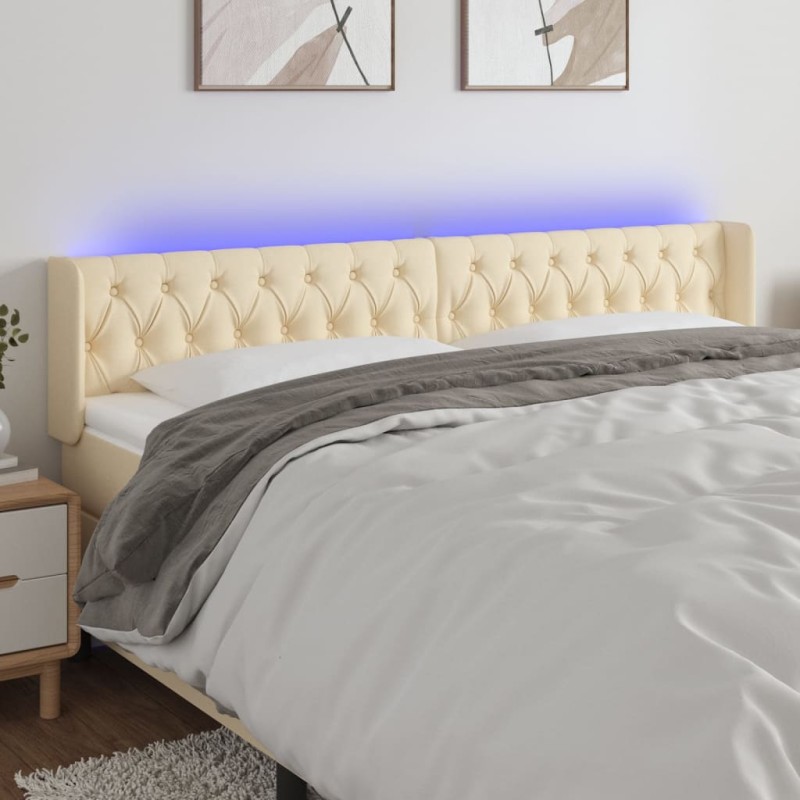 vidaXL LED Kopfteil Creme 183x16x78/88 cm Stoff