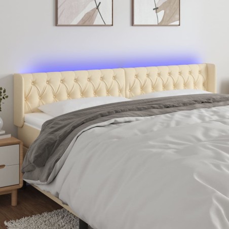 vidaXL LED Kopfteil Creme 183x16x78/88 cm Stoff