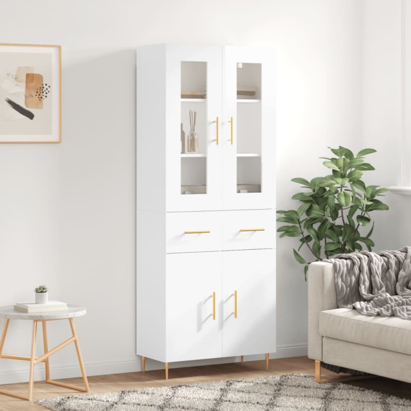 Highboard Hochglanz-Weiß 69,5x34x180 cm Holzwerkstoff Highboard Hochglanz-Weiß 69,5x34x180 cm Holzwerkstoff