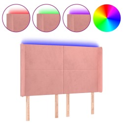 vidaXL LED Kopfteil Rosa 147x16x118/128 cm Samt