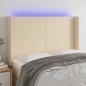 vidaXL LED Kopfteil Creme 147x16x118/128 cm Stoff