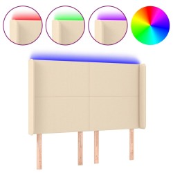 vidaXL LED Kopfteil Creme 147x16x118/128 cm Stoff