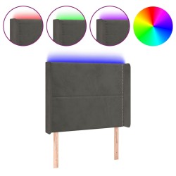 vidaXL LED Kopfteil Dunkelgrau 93x16x118/128 cm Samt