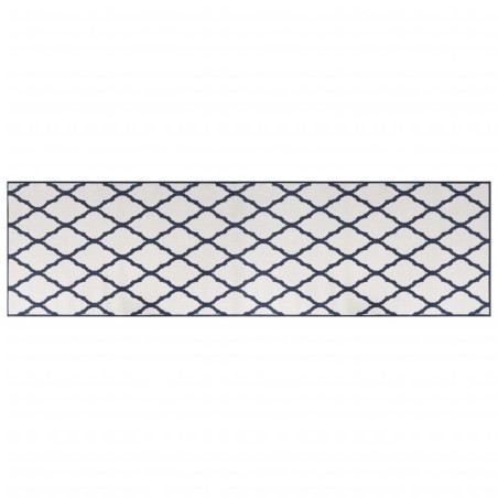Outdoor-Teppich Marineblau Weiß 80x250 cm Beidseitig Nutzbar