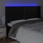 vidaXL LED Kopfteil Schwarz 163x16x118/128 cm Kunstleder