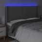 vidaXL LED Kopfteil Grau 203x16x118/128 cm Kunstleder