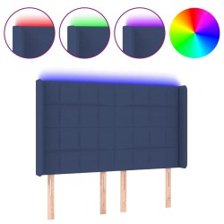 vidaXL LED Kopfteil Blau 147x16x118/128 cm Stoff