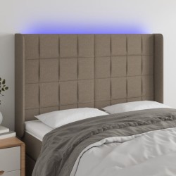 vidaXL LED Kopfteil Taupe 147x16x118/128 cm Stoff